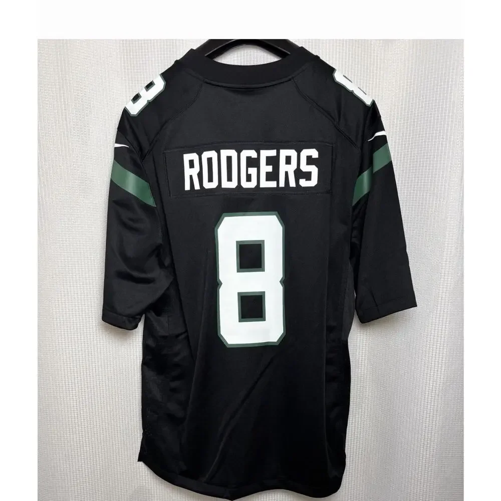 NWT Aaron Rodgers QB New York Jets NFL Nike Game Jersey Gotham Black #8; XL L35